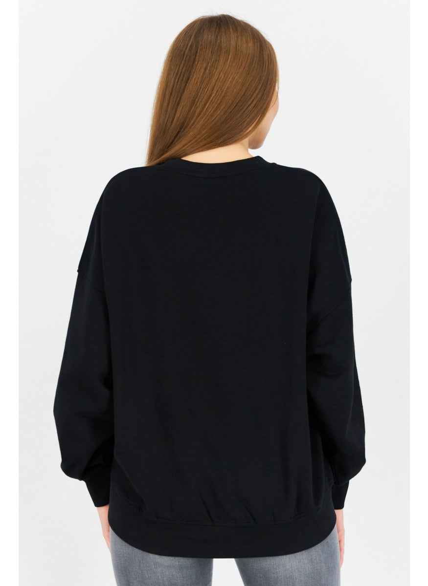 ESPRIT - Women Crew Neck Plain Sweatshirt, Black - Image 1