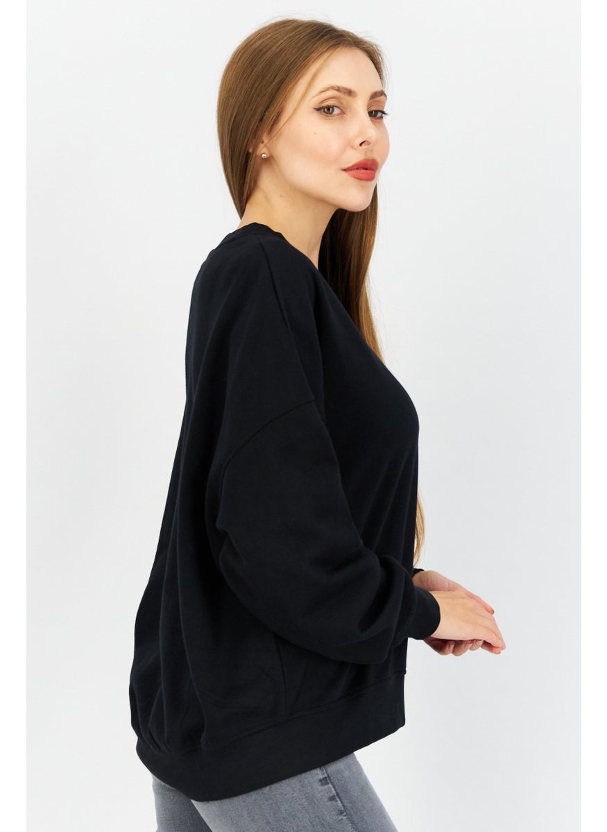 ESPRIT - Women Crew Neck Plain Sweatshirt, Black - Image 1