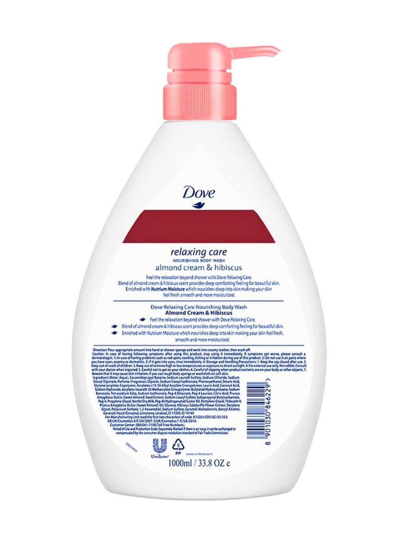 Dove Relaxing Care Almond Cream & Hibiscus Nourishing Body Wash 1000ml - Image 2