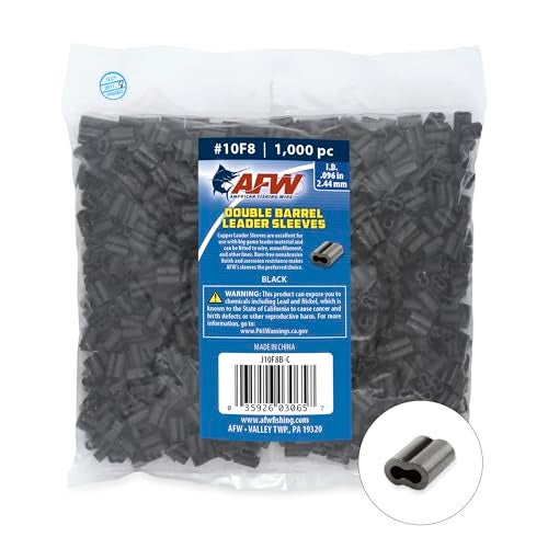 AFW American Fishing Wire Double Barrel Crimp Sleeves Size 10F8096 Black 1000 pc - Image 1