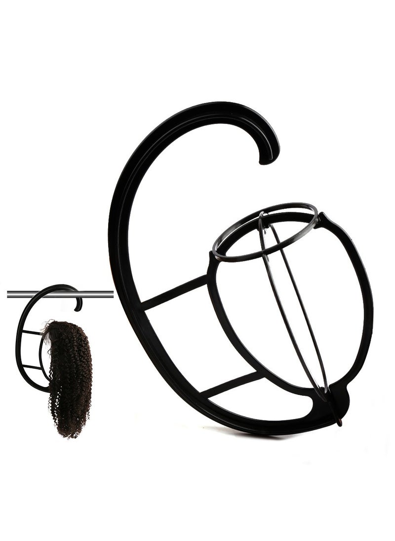 Bella Hair - Bella Hair 2 Pack Multifunctional Wig Hanger Portable Wig Stand Holder for Wigs and Hats Collapsible Wig Dryer Tool Black - Image 1