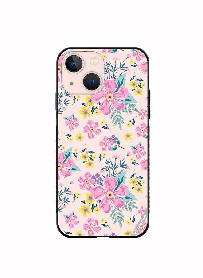 VR CREATIVE غطاء واقي لجهاز آبل آيفون 13 بتصميم زهور وردية ونمط سلس متعدد الألوان - Image 1