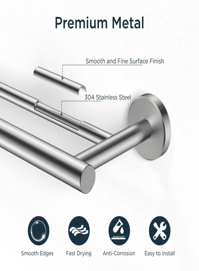 FORIOUS Double Towel Bar Racks Holder for Bathroom 24 Inch, Heavy Duty SUS304 Stainless Steel Towel Rail Hanger Wall Mount, Includes Wall Mounting Hardware, Brushed Nickel - Image 4