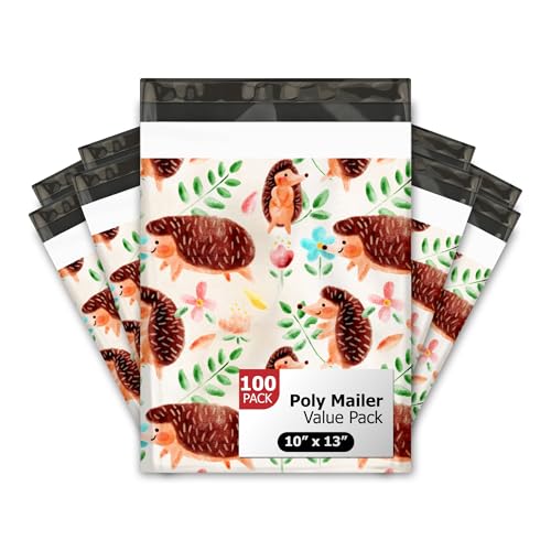 Pro Supply Global 10x13 (100) Hedgehogs Designer Poly Mailers Shipping Envelopes Premium Printed Bags - Image 1