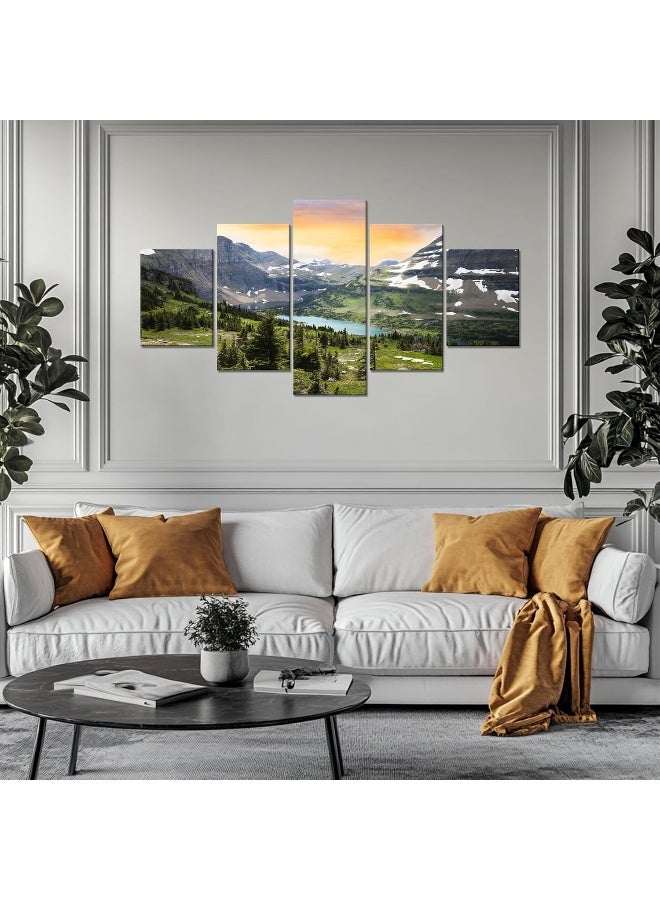 Home Trove Wall Art Glacier National Park Canvas Print Montana Landscape Painting Wall Decor Logan Pass Picture Mountain Forest Natural Scenery Poster Frame Bedroom Decoration Ready To Hang(60''Wx32''H) - Image 2