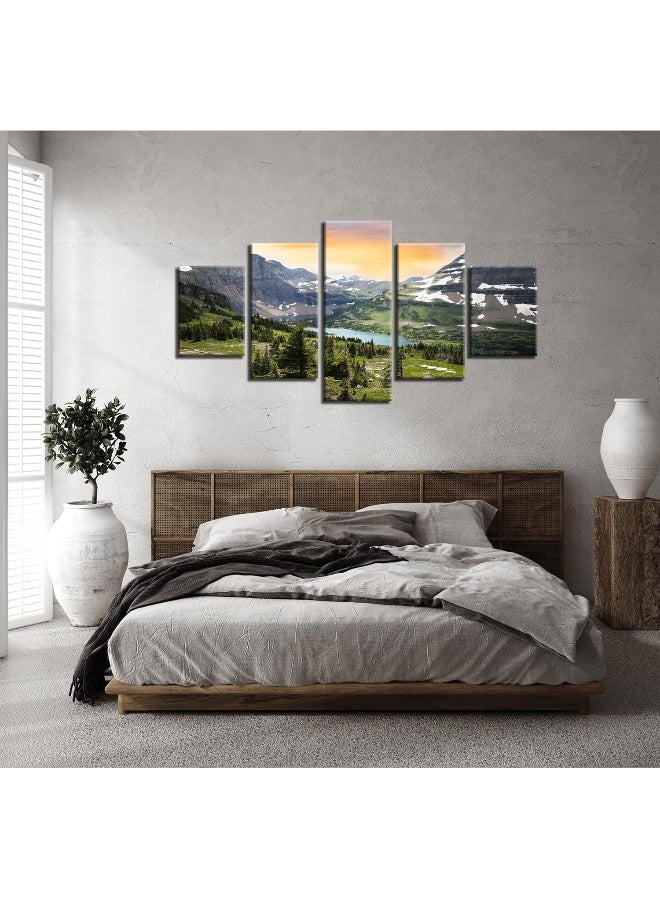 Home Trove Wall Art Glacier National Park Canvas Print Montana Landscape Painting Wall Decor Logan Pass Picture Mountain Forest Natural Scenery Poster Frame Bedroom Decoration Ready To Hang(60''Wx32''H) - Image 5
