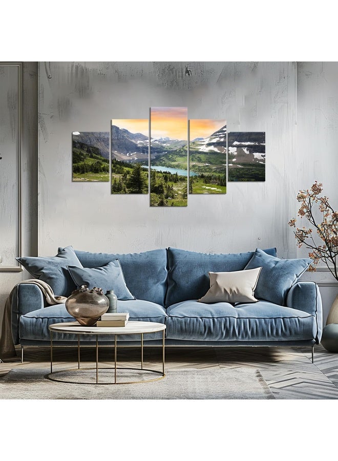 Home Trove Wall Art Glacier National Park Canvas Print Montana Landscape Painting Wall Decor Logan Pass Picture Mountain Forest Natural Scenery Poster Frame Bedroom Decoration Ready To Hang(60''Wx32''H) - Image 3