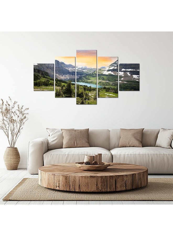 Home Trove Wall Art Glacier National Park Canvas Print Montana Landscape Painting Wall Decor Logan Pass Picture Mountain Forest Natural Scenery Poster Frame Bedroom Decoration Ready To Hang(60''Wx32''H) - Image 4
