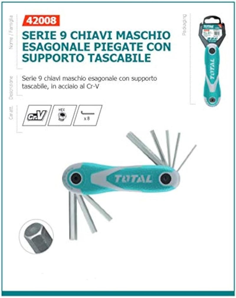 TOTAL Hex Key Set - 8 Pieces, Pocket Size - Image 1