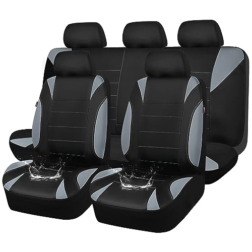 CAR PASS Waterproof Car Seat Covers Full Sets, Universal Fit Seat Covers for Cars, EVA Neoprene Seat Cover Set Full Sets, Interior Covers for Auto SUV,Vans,sedans, Trucks,(Black and Gray) - Image 1