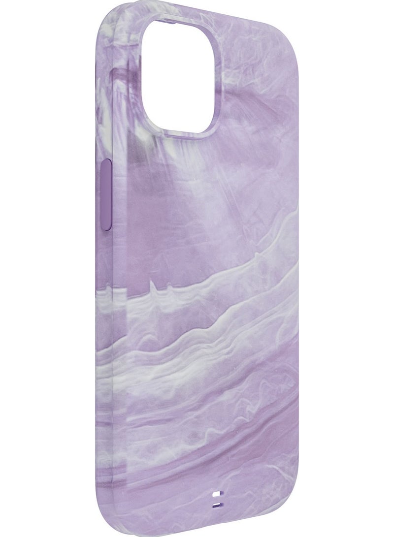 Bodyguardz Carve Marble for iPhone 15 Case Cover compatible with MagSafe with Lanyard - Purple/White - Image 5