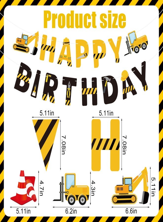 Maniaacer Construction Birthday Banners Vehicle Truck Paper Garlands Construction Pennant Flags Bunting Banners Happy Birthday Party Decor for Boys Construction Theme Birthday Party Decorations, Set of 5 - Image 2