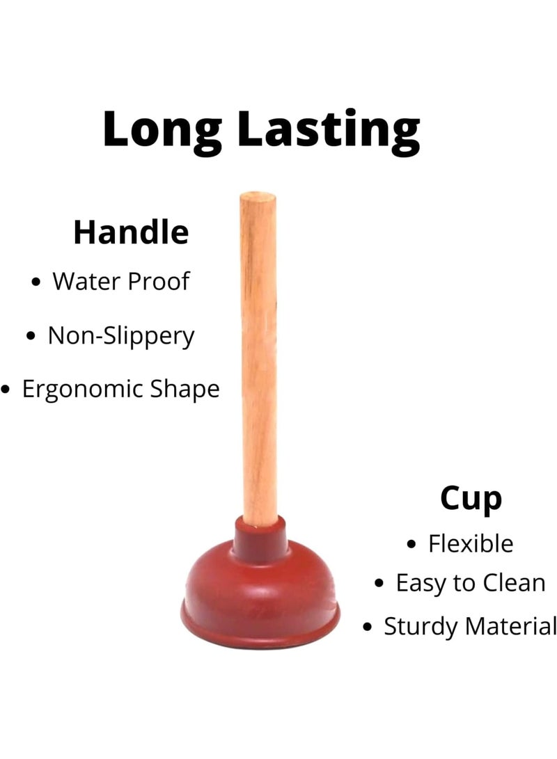 Cobest Sink Plunger, 3 Pcs Sink Plunger Kitchen Sink Unblocker Heavy Duty Unblocking Effective Tool, with 9¬î Wooden Handle, Oilet Pump Unblocker for Kitchen, Sink, Shower and Floor Drains - Image 2