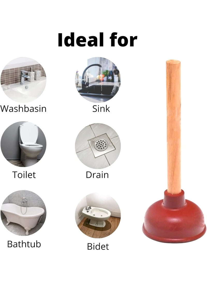 Cobest Sink Plunger, 3 Pcs Sink Plunger Kitchen Sink Unblocker Heavy Duty Unblocking Effective Tool, with 9¬î Wooden Handle, Oilet Pump Unblocker for Kitchen, Sink, Shower and Floor Drains - Image 3