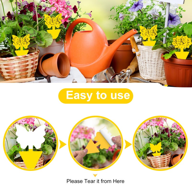 Boromine Fruit Fly Traps, 100 Pack Yellow Sticky Traps, Fungus Gnat Traps, Plant Fly Stickers for Indoor and Outdoor Use Protect The Plant - Image 3