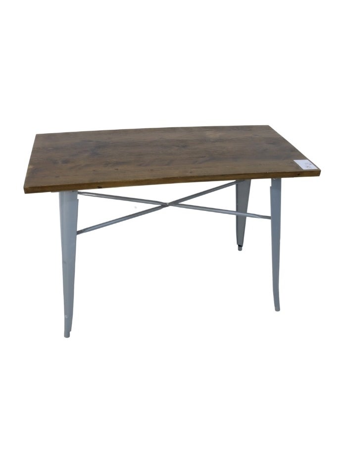 SMART HOME Single dining table with a wooden surface and iron legs, a dining table with a rectangular design for the modern home, kitchen, living room, cafe, and home garden, size 120X60X60 cm  - Image 1
