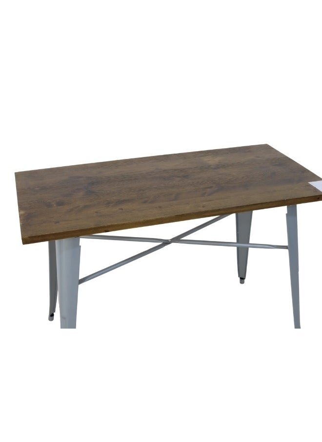 SMART HOME Single dining table with a wooden surface and iron legs, a dining table with a rectangular design for the modern home, kitchen, living room, cafe, and home garden, size 120X60X60 cm  - Image 2