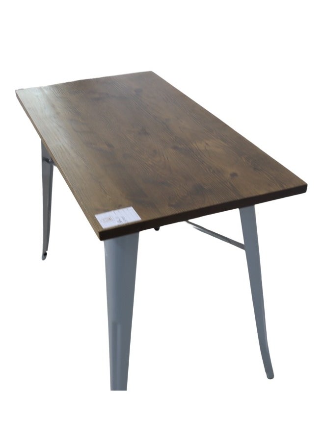 SMART HOME Single dining table with a wooden surface and iron legs, a dining table with a rectangular design for the modern home, kitchen, living room, cafe, and home garden, size 120X60X60 cm  - Image 3