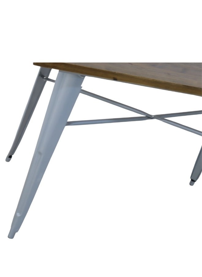 SMART HOME Single dining table with a wooden surface and iron legs, a dining table with a rectangular design for the modern home, kitchen, living room, cafe, and home garden, size 120X60X60 cm  - Image 4