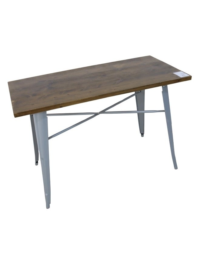 SMART HOME Single dining table with a wooden surface and iron legs, a dining table with a rectangular design for the modern home, kitchen, living room, cafe, and home garden, size 120X60X60 cm  - Image 5