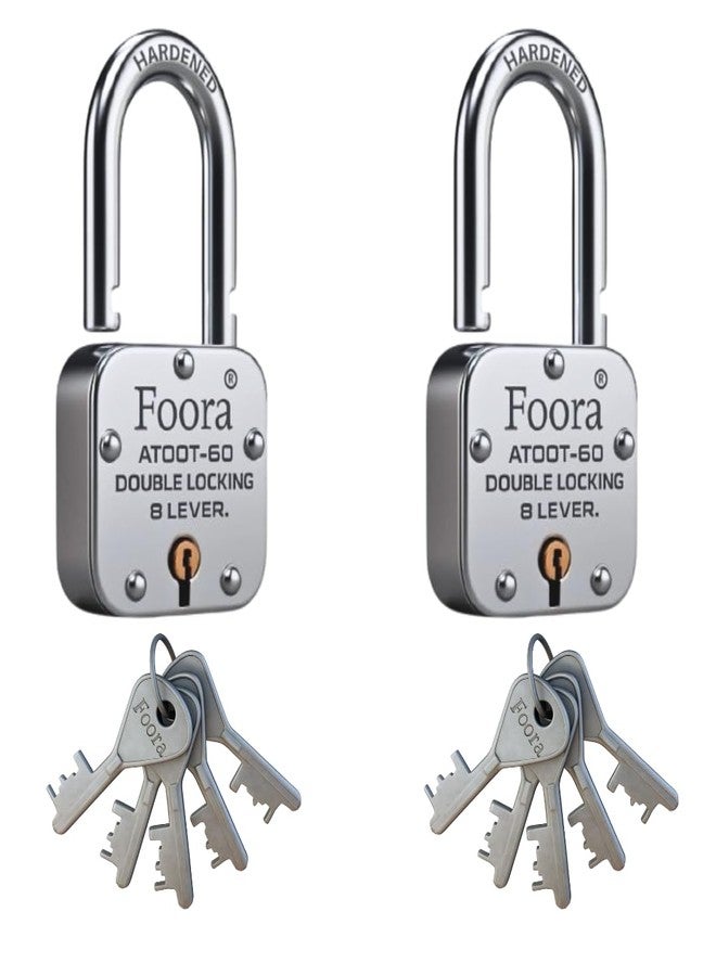 Foora Atoot 60mm Lock with 5 Keys (Pack of 2) | Strong Security Padlock - Image 1