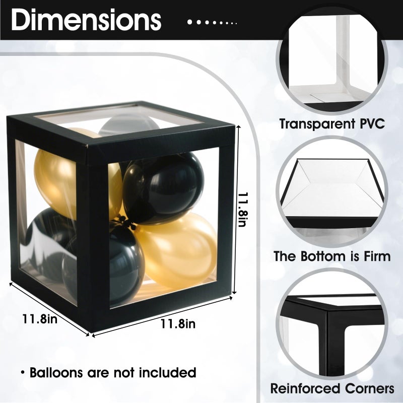 Ledido 2026 Graduation Balloon Boxes Decorations, 4 Pieces Black Clear Grad Balloon boxes with Letters, Class of 2026 Graduation Party Supplies for College, High School, Prom, Birthday, Baby Shower - Image 3