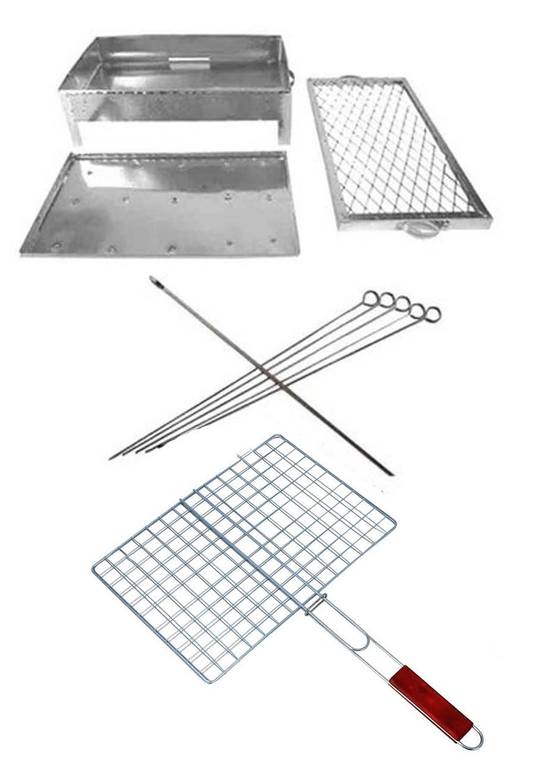سي او أرماء عدة شواء مكونة من شواية حديد واسياخ شواء - Image 1