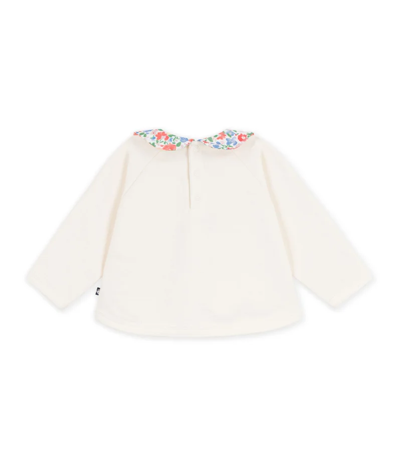 Petit Bateau Babies' Plain Cotton Sweatshirt With A Printed Collar