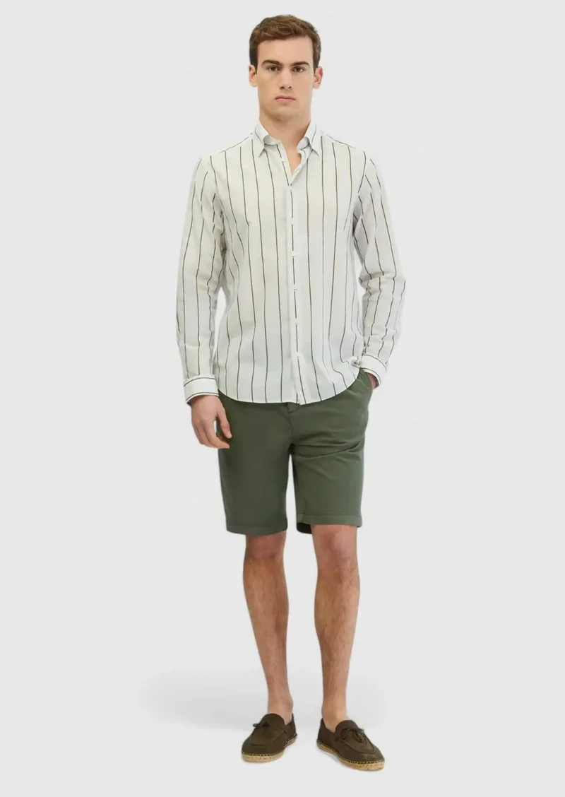 رامسي قميص قطني 100%، رمادي فاتح، مطبوع، بقصة كاجوال مريحة.