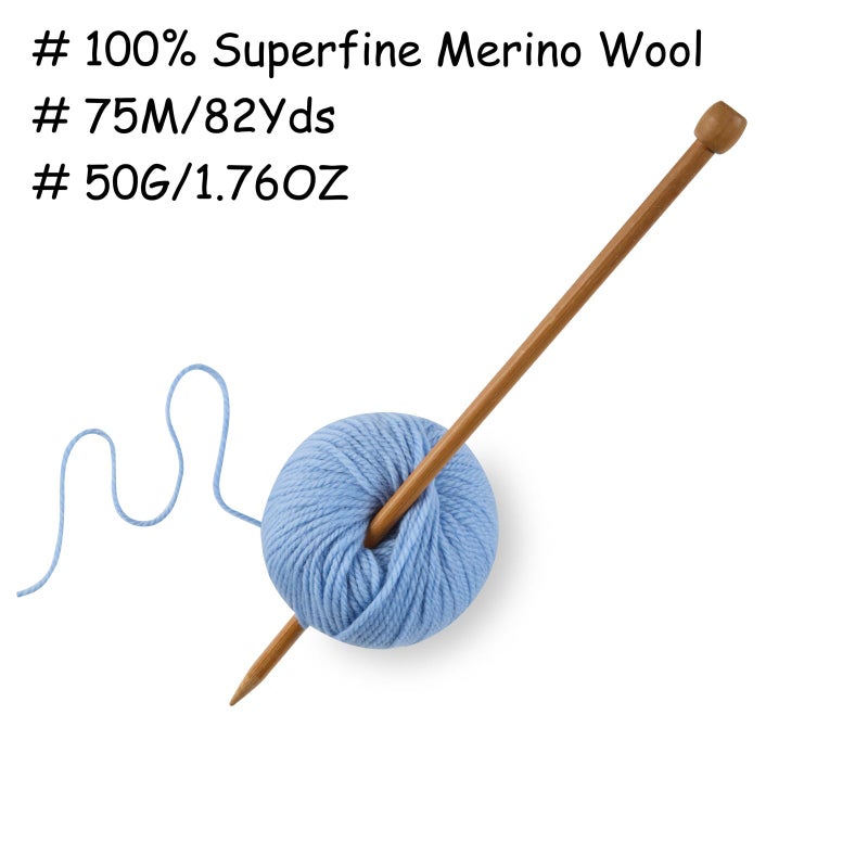 Gisimo 100% Merino Wool Yarn 3-Ply Luxurious and Soft Yarn for Hand Knitting & Crocheting (Sky Blue,1Ball) - Image 3