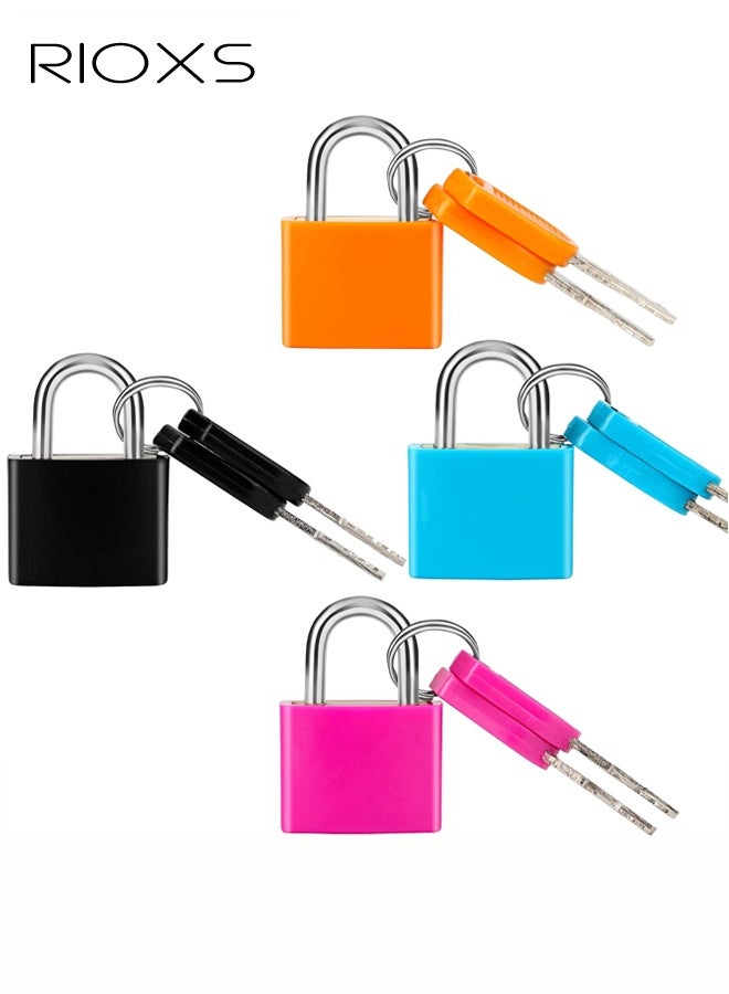 ريوكس ٤ أقفال حقائب سفر بمفاتيح، قفل معدني صغير متعدد الألوان بمفتاح، أقفال أمتعة، قفل نحاسي مغطى بالبلاستيك، مناسب لحقائب السفر، حقائب الظهر، الصناديق، حقائب الكمبيوتر المحمول. - Image 1