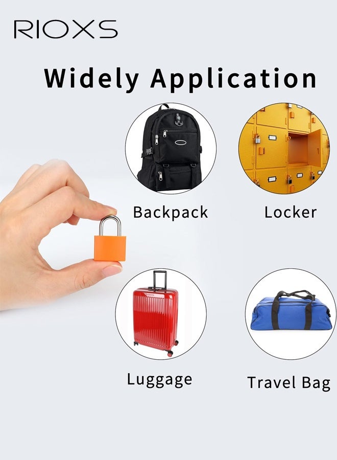ريوكس ٤ أقفال حقائب سفر بمفاتيح، قفل معدني صغير متعدد الألوان بمفتاح، أقفال أمتعة، قفل نحاسي مغطى بالبلاستيك، مناسب لحقائب السفر، حقائب الظهر، الصناديق، حقائب الكمبيوتر المحمول. - Image 4