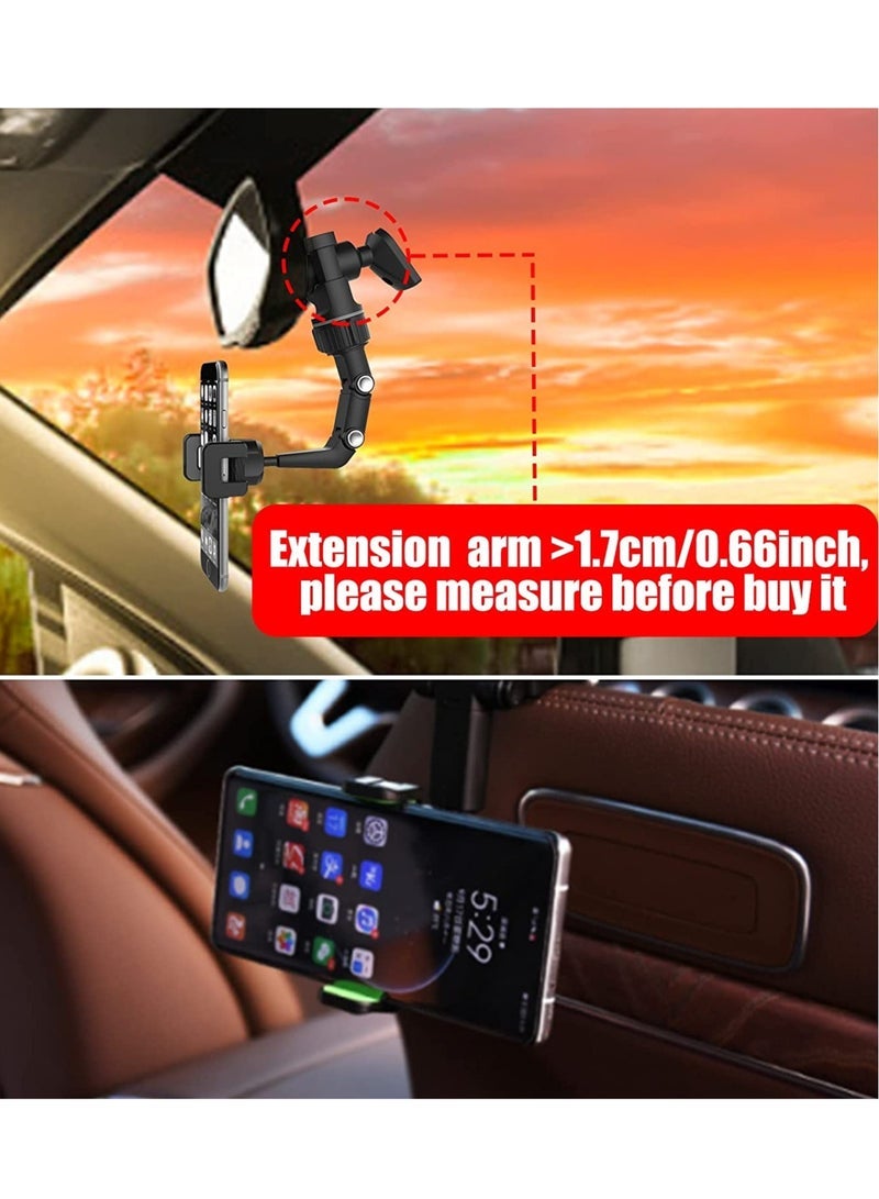 Rearview Mirror Phone Holder for Car, Multifunctional Rearview Mirror Phone Holder, 50mm-100mm Universal 360 Rotatable Car Phone Holder Mount Cell Phone Cradles for Car/Back Seat/Kitchen- Black - Image 4