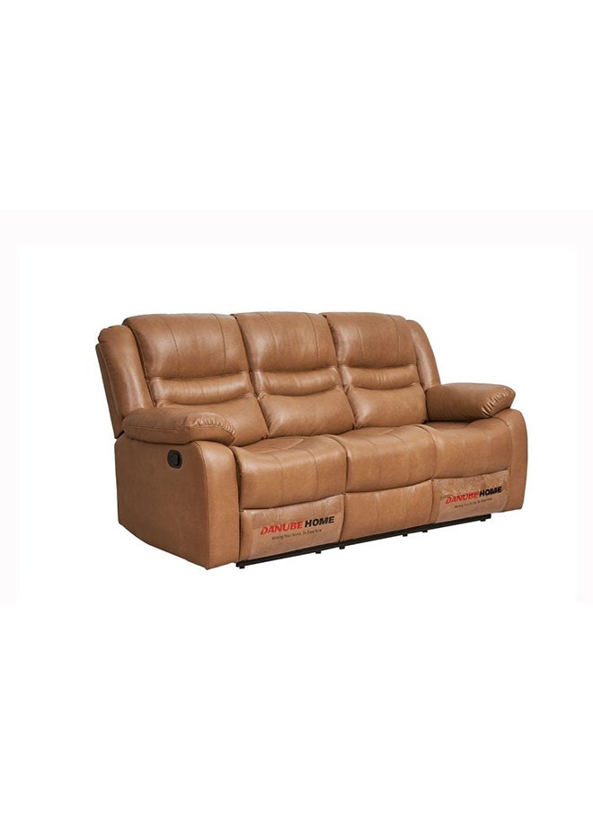 DANUBE HOME كرسي Dazler 3 مقاعد من الجلد بتصميم عصري وأريكة بثلاثة مقاعد وأثاث مريح لغرفة المعيشة L 207 x W 94 x H 104 سم بني  - Image 1