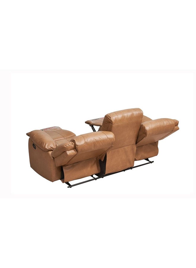DANUBE HOME كرسي Dazler 3 مقاعد من الجلد بتصميم عصري وأريكة بثلاثة مقاعد وأثاث مريح لغرفة المعيشة L 207 x W 94 x H 104 سم بني  - Image 5