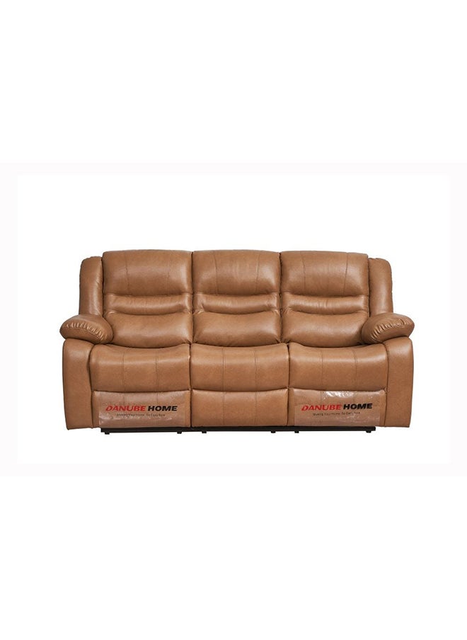 DANUBE HOME كرسي Dazler 3 مقاعد من الجلد بتصميم عصري وأريكة بثلاثة مقاعد وأثاث مريح لغرفة المعيشة L 207 x W 94 x H 104 سم بني  - Image 2