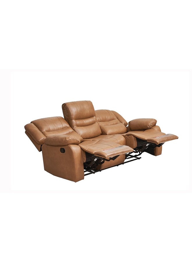 DANUBE HOME كرسي Dazler 3 مقاعد من الجلد بتصميم عصري وأريكة بثلاثة مقاعد وأثاث مريح لغرفة المعيشة L 207 x W 94 x H 104 سم بني  - Image 4