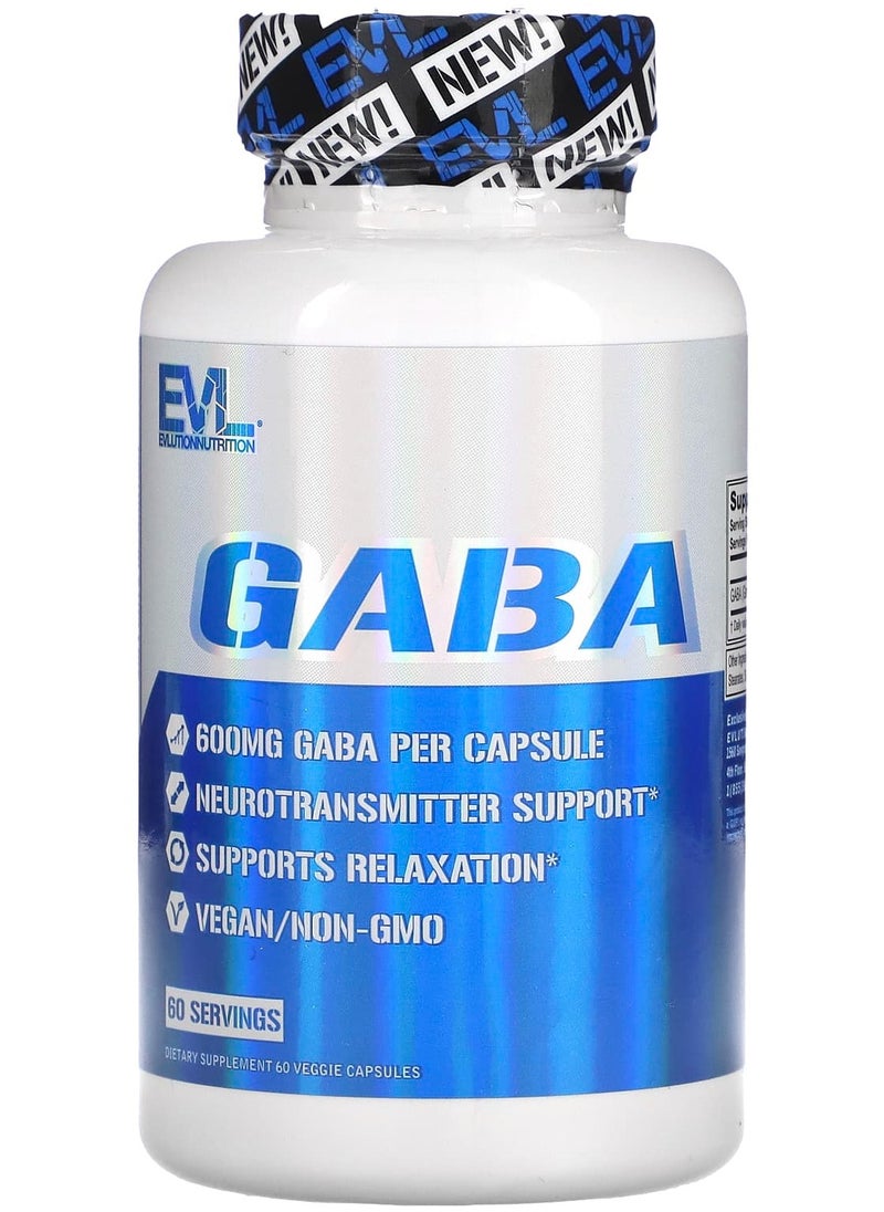 EVLUTION NUTRITION GABA, 600 mg, 60 Veggie Capsules 