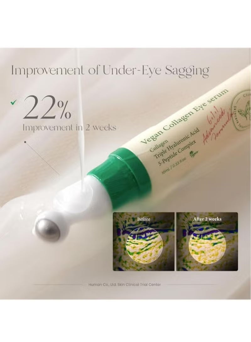 مصل العيون الكولاجين المحور y مع حمض الهيالورونيك الثلاثي ومجمع الببتيد 5 | رعاية التجاعيد ، الحد من الخط الرفيع ، تفتيح | نباتي وخالي من القسوة العناية بالبشرة الكورية | 10 مل / 0.33 فلوريدا. أوز. - Image 3