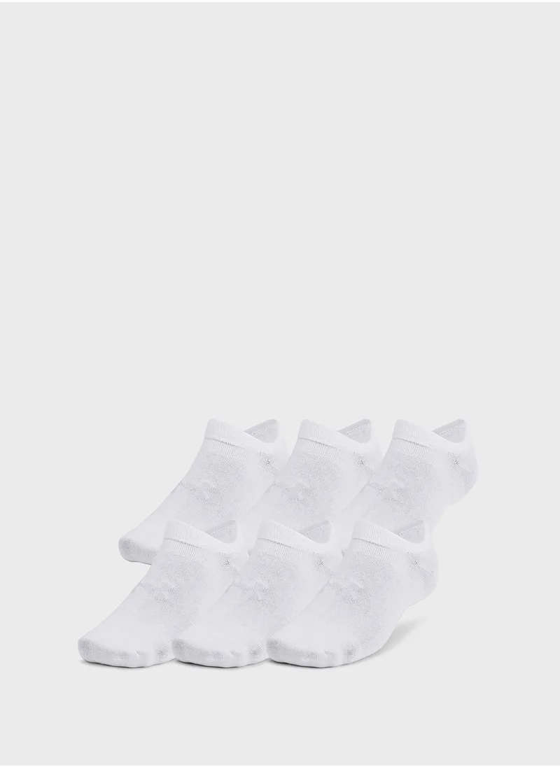 UNDER ARMOUR Unisex Essential No Show Socks (Pack Of 6)