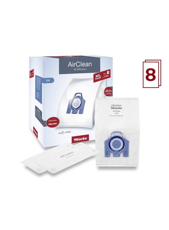 Miele Miele Original AirClean 3D Efficiency GN Vacuum Cleaner Bags for Miele Complete C2/C3, Classic C1, and S8/S5/S2 Models, Filters More Than 99.9% of Dust, XL Pack of 8 - 10455150  - Image 3