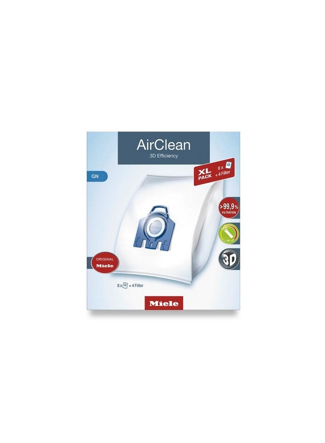 Miele Miele Original AirClean 3D Efficiency GN Vacuum Cleaner Bags for Miele Complete C2/C3, Classic C1, and S8/S5/S2 Models, Filters More Than 99.9% of Dust, XL Pack of 8 - 10455150  - Image 1