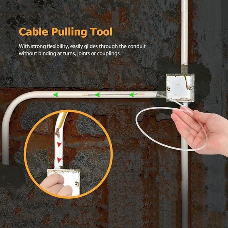 4MM X 20M Fish Tape Wire Puller Cable, ABS Plastic Wire Threader for Drywall, Ceiling, Conduit - Image 2