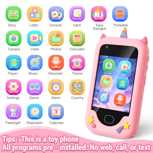 Lapare Kids Toy Smartphone Birthday Gifts for Girls 3 4 5 6 7 8 Years Old Unicorn Toddler Play Phone with Camera Educational Games MP3 Music - Image 5