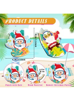HOWAF HOWAF 36pcs Mele Kalikimaka Wooden Hanging Ornaments, Tropical Christmas Tree Decorations for Beach Santa Christmas Party Summer Christmas Party Decorations, Wood Hawaii Christmas Tree Ornaments  - Image 2