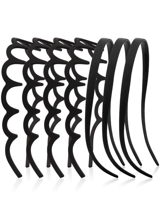 VELSCRUN Headbands for Women Girls, Comfortable Square Headband for Glasses Wearers, Zig Zag Plastic Comb Claw Wavy Hair Band with Teeth, 90s Accessories for Women Diademas Para Mujer Black C - Image 1