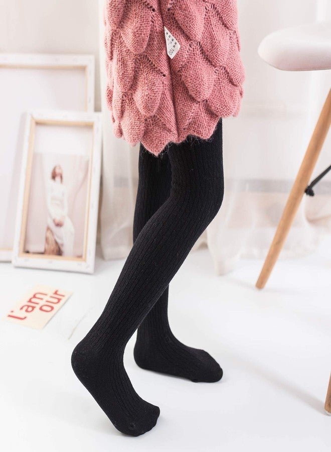 EPEIUS Girl Tights Thick Cable Knit Leggings Kids Girl Warm Cotton Pantyhose Little Girl Stockings Dress Tights School Uniform tight,Black White Grey,6-8 Years - Image 5