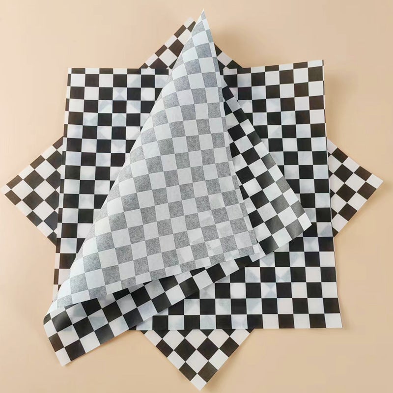Color Chessboard Plaid Oil-Proof Paper Fried Food Oil-Absorbing Paper Hamburger Sandwich Wrapping Paper Plate Oil-Proof Pad Paper - Image 3