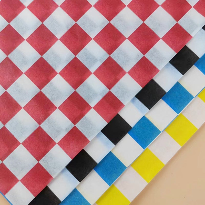 Color Chessboard Plaid Oil-Proof Paper Fried Food Oil-Absorbing Paper Hamburger Sandwich Wrapping Paper Plate Oil-Proof Pad Paper - Image 5