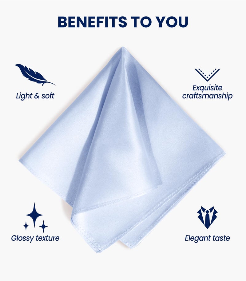 Selected Hanky 100% Pure Silk Pocket Square Solid Color, Light Blue, One Size - Image 4